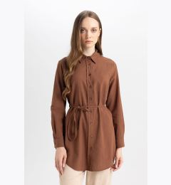 Снимка на DEFACTO Regular Fit Poplin Basic Plain Long Sleeve Shirt Tunic