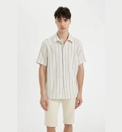 Снимка на DEFACTO Regular Fit Striped Cotton Short Sleeve Shirt