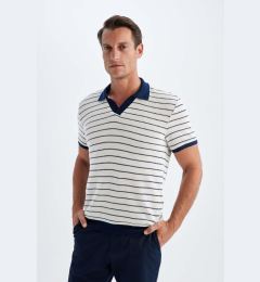 Снимка на DEFACTO Regular Fit Striped Knitwear Short Sleeve Polo T-Shirt