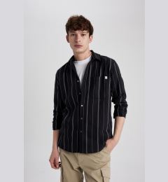 Снимка на DEFACTO Regular Fit Striped Pocket Cotton Long Sleeve Shirt