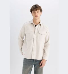 Снимка на DEFACTO Relax Fit Acrylic Blend Plain Long Sleeve Shirt Jacket