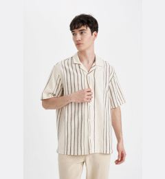 Снимка на DEFACTO Relax Fit Polo Collar Striped Short Sleeve Shirt