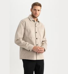 Снимка на DEFACTO Relax Fit Polo Collar Wool Look Buttoned Pocket Long Sleeve Shirt Jacket