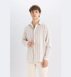 Снимка на DEFACTO Relax Fit Relaxed Fit Striped Cotton Blend Long Sleeve Shirt