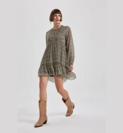 Снимка на DEFACTO Round Neck Patterned Chiffon Long Sleeve Mini Dress