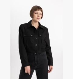 Снимка на DEFACTO Shirt Collar Basic Plain Snap Closure Pocket Bomber Jacket