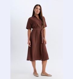 Снимка на DEFACTO Shirt Collar Long Sleeve Midi Dress