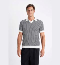 Снимка на DEFACTO Standard Fit Regular Cut Striped Short Sleeve Knitted Polo Shirt