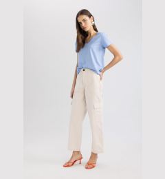 Снимка на DEFACTO Straight Fit Cargo Pocket High Waist Wide Leg Gabardine Trousers