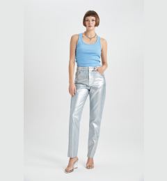 Снимка на DEFACTO Straight Fit Regular Fit Regular Waist Tube Leg Ankle Length Metallic Jean Pants