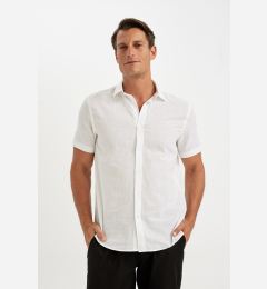 Снимка на DEFACTO White Regular Fit Basic Plain Cotton Short Sleeve Shirt