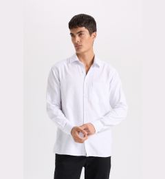 Снимка на DEFACTO White Regular Fit Regular Cut Cotton Basic Plain Long Sleeve Shirt