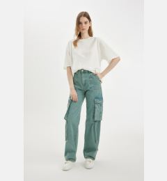 Снимка на DEFACTO Wide Leg Cargo High Waist Long Jean Washed Trousers