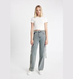 Снимка на DEFACTO Wide Leg Cargo High Waist Long Soft Jean Washed Trousers