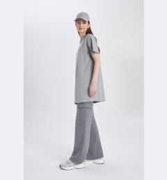 Снимка на DEFACTO Wide Leg Wide Leg Sweatpants Elastic Waist Cargo Pocket Basic Plain