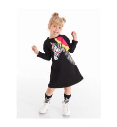 Снимка на Denokids Black Unicorn Zebra Girl's Long Sleeve Ruffle Detailed Dress