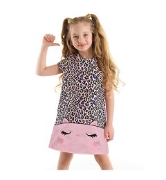 Снимка на Denokids Cat Leopard Woven Girl's Pink Summer Dress