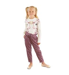 Снимка на Denokids Giraffe Girl's T-shirt Velvet Trousers Set