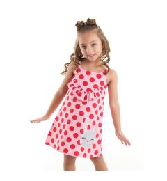 Снимка на Denokids Polka Dot Rabbit Girl's Strappy Pink Summer Dress