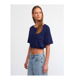 Снимка на Dilvin 30225 Crop Cotton T-Shirt-Navy Blue