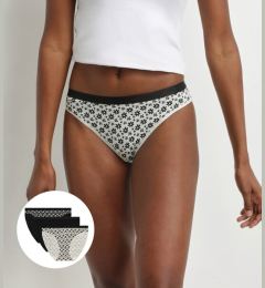 Снимка на DIM LES POCKETS COTTON BOXER 3x - Women's Cotton Panties 3 pcs - Black - White