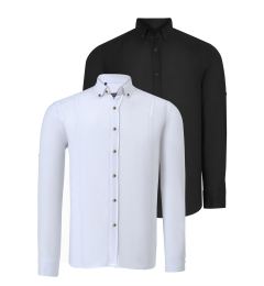 Снимка на DOUBLE SET G721 DEWBERRY MEN'S SHIRT-BLACK-WHITE