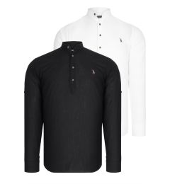 Снимка на DOUBLE SET G783 DEWBERRY JUDGE COLLAR SHIRT-WHITE-BLACK