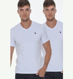 Снимка на DOUBLE SET T8568 DEWBERRY V-NECK MEN'S T-SHIRT-WHITE-WHITE