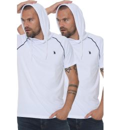 Снимка на DOUBLE SET T8570 DEWBERRY HOODED MEN'S T-SHIRT-WHITE-WHITE