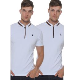 Снимка на DOUBLE SET T8571 DEWBERRY ZIPPER MEN'S T-SHIRT-WHITE-WHITE