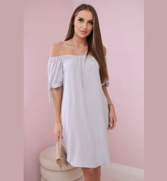 Снимка на Dress with ties on the sleeves - grey