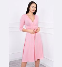 Снимка на Dress with underbust neckline, 3/4 sleeves powder