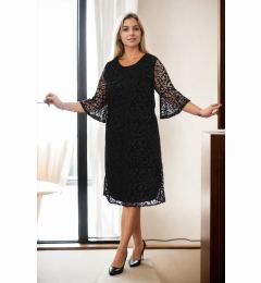 Снимка на E2654 Dewberry Spanish Sleeve Plus Size Evening Dress-BLACK