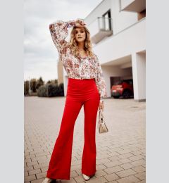 Снимка на Elegant red women's trousers with flared legs