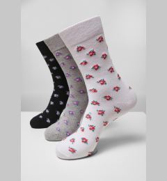 Снимка на Floral Socks Made of Recycled Yarn 3-Pack Grey+Black+White