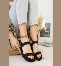 Снимка на Fox Shoes Black Rope Drawstring Straw Women Sandals