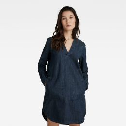 Снимка на G-STAR Dress - Millery V neck shirt dress l\s blue