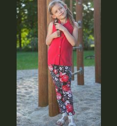 Снимка на Girls' black floral trousers