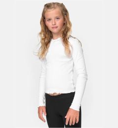 Снимка на Girls' Long Sleeved Short Rib White