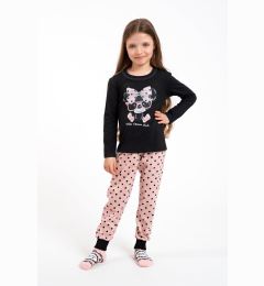 Снимка на Girls' pyjamas Bonilla long sleeves, long legs - black/print