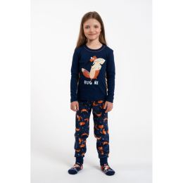 Снимка на Girl's pyjamas Wasilla, long sleeves, long pants - navy blue/print