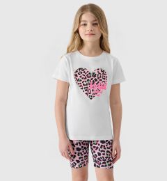 Снимка на Girls' T-shirt with 4F print - white