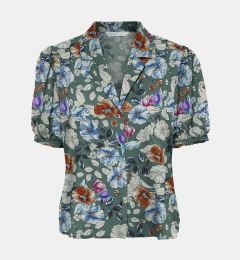 Снимка на Green Floral Short Sleeve Shirt ONLY-Nova - Women