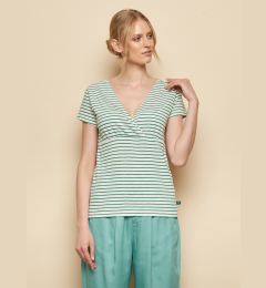 Снимка на Green-white striped T-shirt Tranquillo Aluna - Women