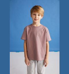 Снимка на GRIMELANGE Fae Boys 100% Cotton Short Sleeve Crew Neck Damson / Gray / White T-shirt