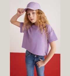 Снимка на GRIMELANGE HEIDA-GRM24022- 100% cotton trim label girls kids short sleeve tshirt kids tshirt Purple T-Shirt