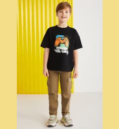 Снимка на GRIMELANGE Jery Boys 100% Cotton Printed Short Sleeve Black T-shirt