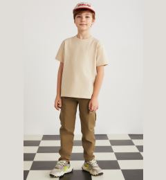 Снимка на GRIMELANGE Lorenz Boys 100% Cotton Crew Neck Relaxed Fit Short Sleeve Beige T-shir