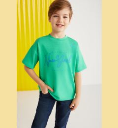 Снимка на GRIMELANGE Paddy Boys 100% Cotton Printed Short Sleeve Relaxed Fit Green T-shirt