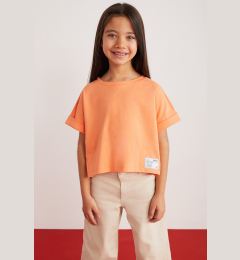 Снимка на GRIMELANGE Verena Girls' 100% Cotton Double Sleeve Ornamental Label Orange T-shir